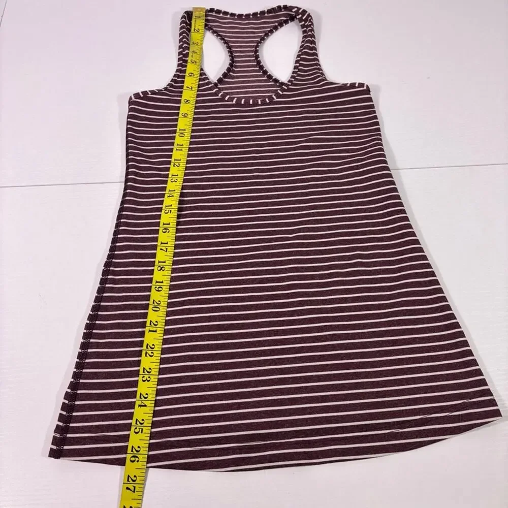 LULULEMON COOL RACERBACK Tank Top White Striped Bordeaux Drama Small 1229